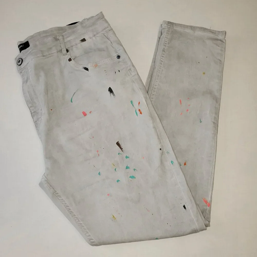 Serenede Zenos Word Paint Splash Distressed Jeans